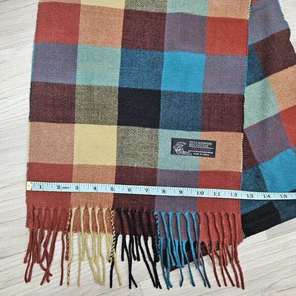 Multicolored Plaid Checker Cashmere Viscose Scarf - Picture 3 of 5